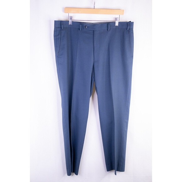 Van Heusen 2Pcs Suit Men's Blue Textured Blazer Jacket Sz 44R Pants 38X29 Poly - Picture 13 of 16